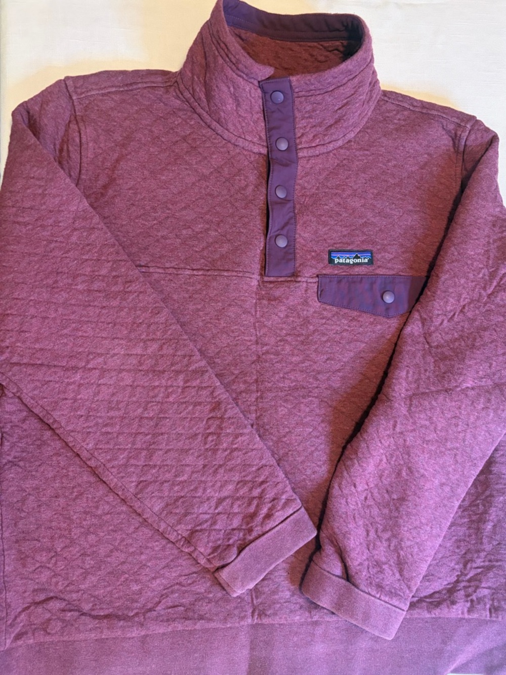 Patagonia Heathered Plum turtleneck snap front sweatshirt L